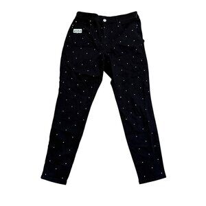 Bar III Women's Skinny Jeans 10 Wild Luxe Deep Black Denim Studded High Rise NWT